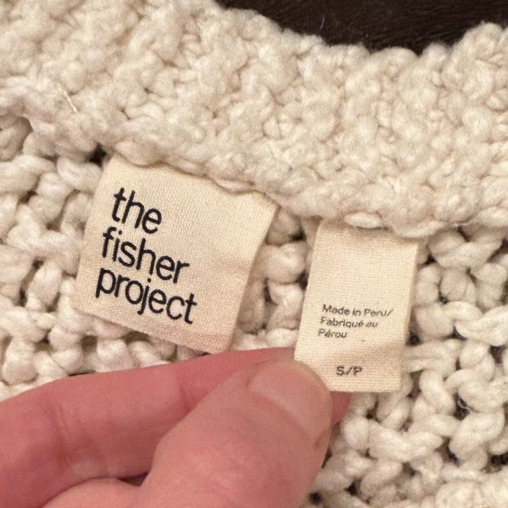 Fisher Project100% Cotton  Chunky Knit Cropped Cream sweater Size S/P - Picture 9 of 10